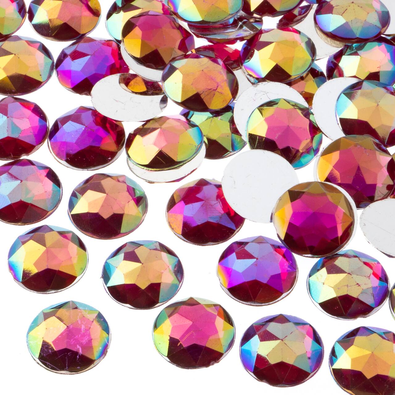 John Bead 16mm AB Acrylic Round Flat Back Rhinestones, 200ct.